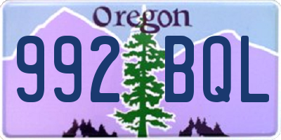 OR license plate 992BQL