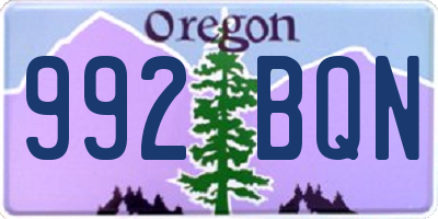 OR license plate 992BQN