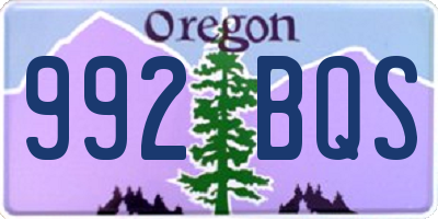 OR license plate 992BQS