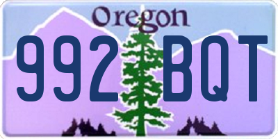 OR license plate 992BQT