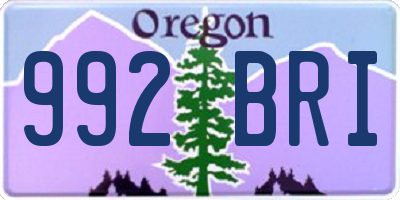 OR license plate 992BRI