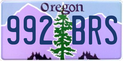 OR license plate 992BRS