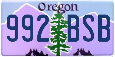OR license plate 992BSB