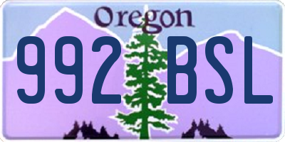 OR license plate 992BSL