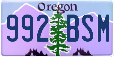 OR license plate 992BSM