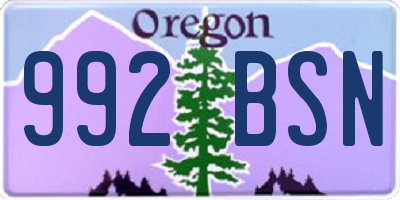 OR license plate 992BSN