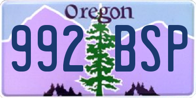 OR license plate 992BSP