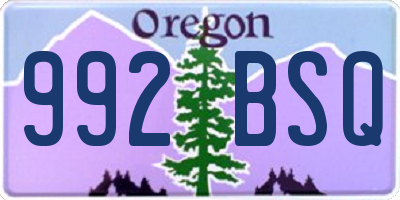 OR license plate 992BSQ