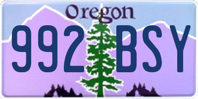 OR license plate 992BSY