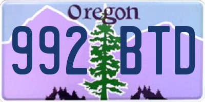 OR license plate 992BTD