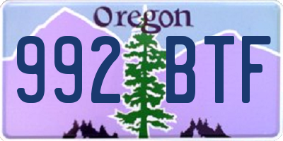 OR license plate 992BTF
