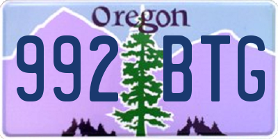 OR license plate 992BTG