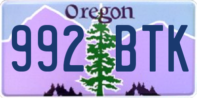 OR license plate 992BTK