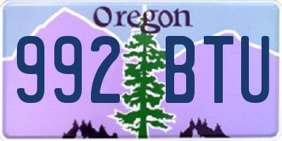 OR license plate 992BTU