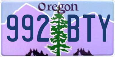 OR license plate 992BTY