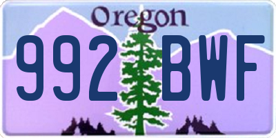 OR license plate 992BWF