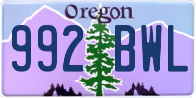OR license plate 992BWL