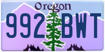 OR license plate 992BWT