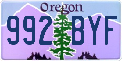 OR license plate 992BYF