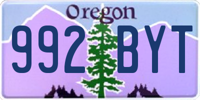 OR license plate 992BYT