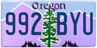 OR license plate 992BYU
