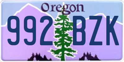 OR license plate 992BZK