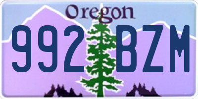 OR license plate 992BZM