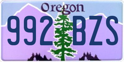 OR license plate 992BZS