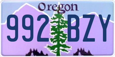 OR license plate 992BZY