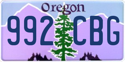 OR license plate 992CBG
