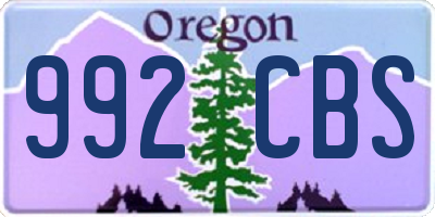 OR license plate 992CBS