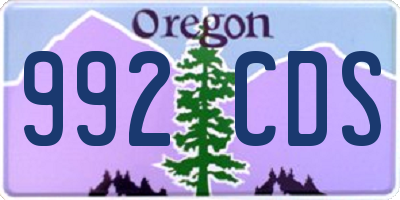 OR license plate 992CDS
