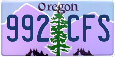 OR license plate 992CFS