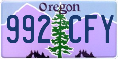 OR license plate 992CFY