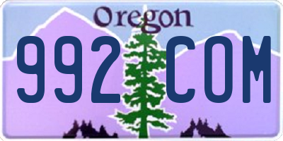 OR license plate 992COM