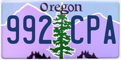 OR license plate 992CPA
