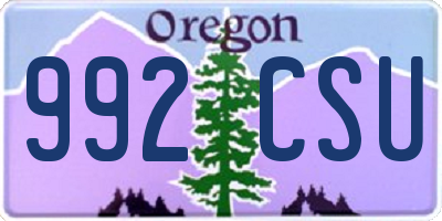 OR license plate 992CSU