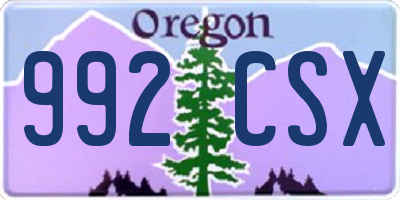 OR license plate 992CSX