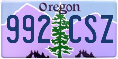 OR license plate 992CSZ