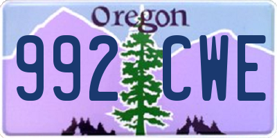 OR license plate 992CWE