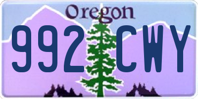OR license plate 992CWY