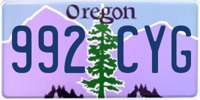 OR license plate 992CYG