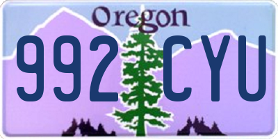 OR license plate 992CYU