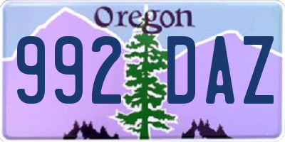 OR license plate 992DAZ