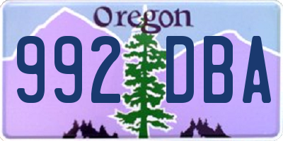 OR license plate 992DBA