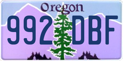 OR license plate 992DBF