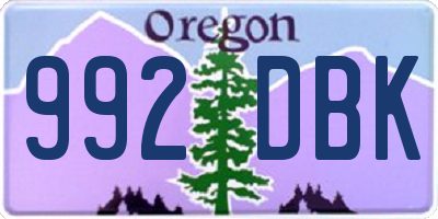 OR license plate 992DBK