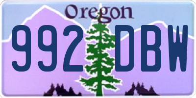 OR license plate 992DBW