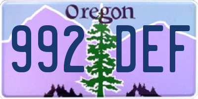 OR license plate 992DEF