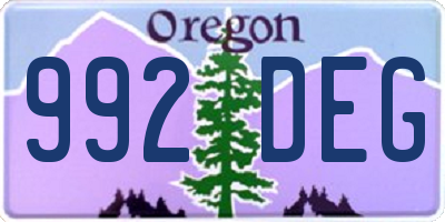 OR license plate 992DEG